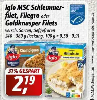 Simmel Iglo Msc Schlemmerfilet, Filegro Oder Goldknusper Filets Angebot