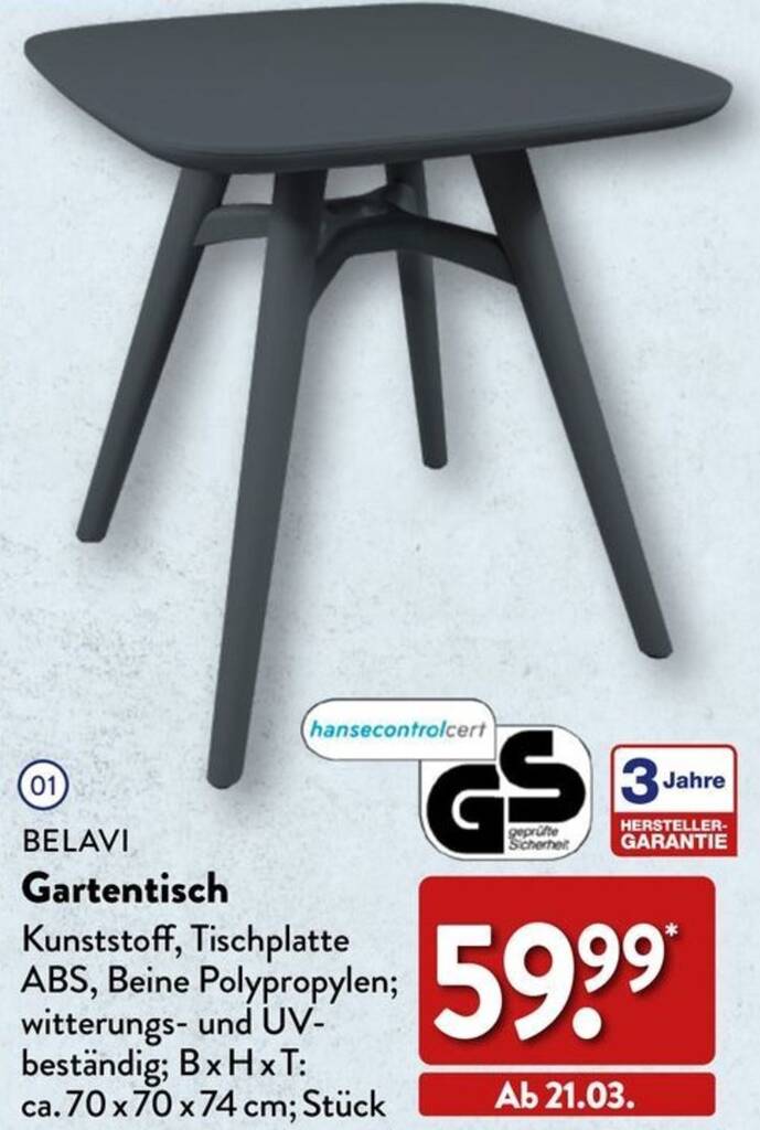 BELAVI Gartentisch Angebot bei Aldi Nord
