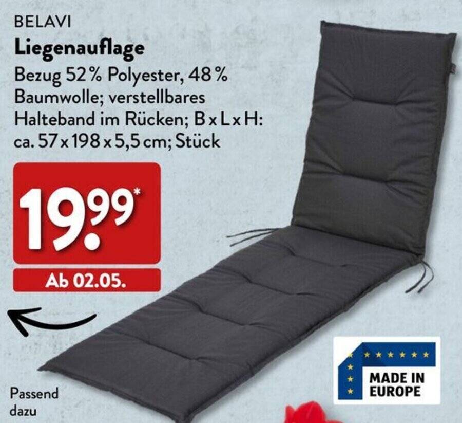 BELAVI Liegenauflage Angebot bei Aldi Nord