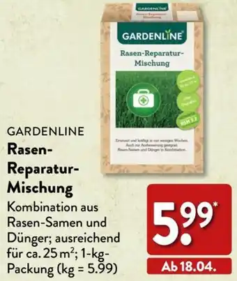 Aldi Nord GARDENLINE Rasen Reparatur-Mischung 1 kg Packung Angebot