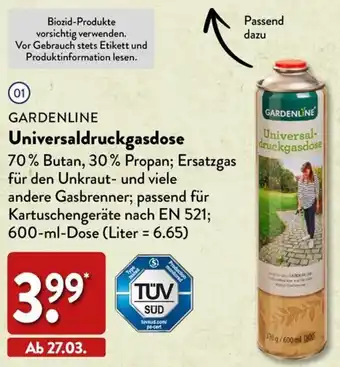 Aldi Nord GARDENLINE Universaldruckgasdose Angebot