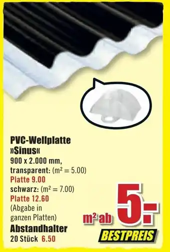 B1 Discount Baumarkt PVC Wellplatte Sinus oder Abstandhalter Angebot