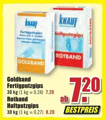 B1 Discount Baumarkt Goldband Fertigputzgips oder Rotband Haftputzgips Angebot