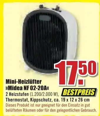 B1 Discount Baumarkt Mini Heizlüfter Midea NF 02-20A Angebot