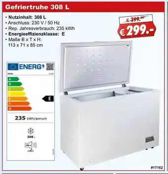 Stabilo Fachmarkt Gefriertruhe 308 L Angebot