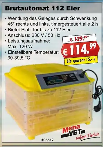 Stabilo Fachmarkt Brutautomat 112 Eier Angebot