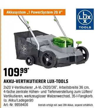 OBI LUX-TOOLS AKKU-VERTIKUTIERER Angebot