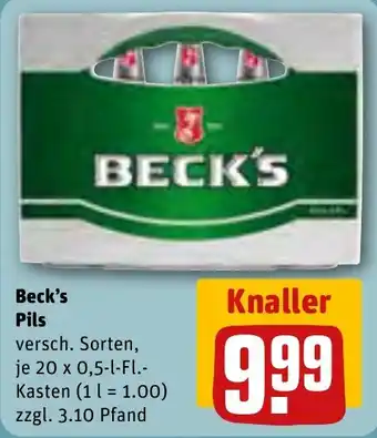 REWE Beck's Pils 20 x 0,5-l-Fl.-Kasten Angebot