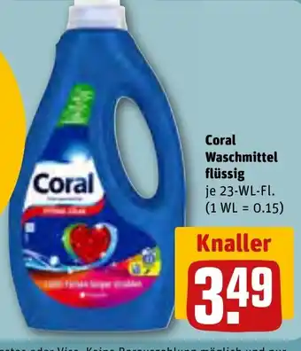 REWE Coral Waschmittel flüssig 23-WL-Fl. Angebot