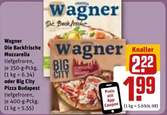 REWE Wagner Die Backfrische Mozzarella 350-g-Pckg. oder Big City Pizza Budapest 400-g-Pckg. Angebot