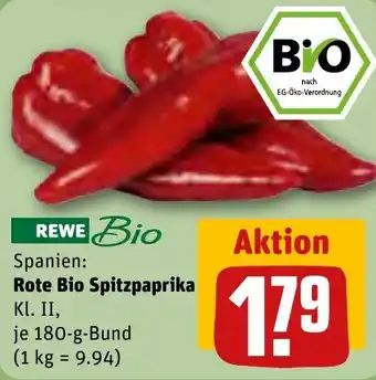 REWE Rote Bio Spitzpaprika 180-g-Bund Angebot