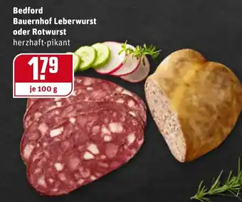 REWE Bedford Bauernhof Leberwurst oder Rotwurst 100g Angebot