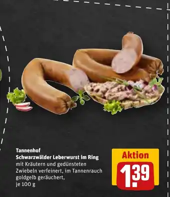 REWE Tannenhof Schwarzwälder Leberwurst im Ring 100 g Angebot