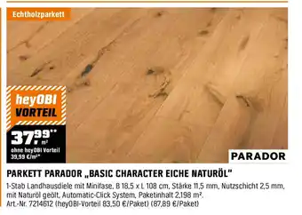 OBI PARADOR PARKETT ,,BASIC CHARACTER EICHE NATURÖL" Angebot