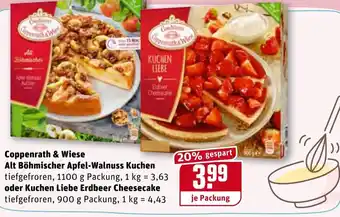 REWE Coppenrath & Wiese Alt Böhmischer Apfel Walnuss Kuchen oder Kuchen Liebe Erdbeer Cheesecake Angebot