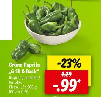 Lidl Grüne paprika „grill & back“ Angebot