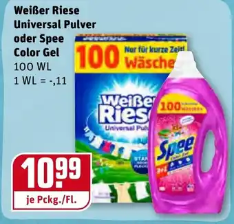 REWE Weißer Riese Universal Pulver oder Spee Color Gel Angebot