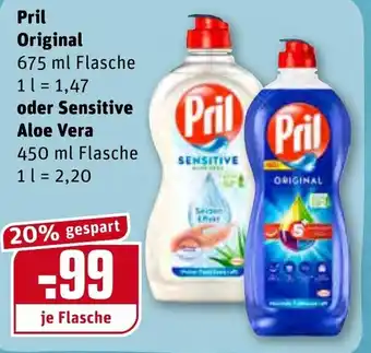 REWE Pril Original 675ml oder Sensitive Aloe Vera 450ml Angebot