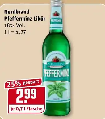 REWE Nordbrand Pfefferminz Likör 0,7 L Angebot