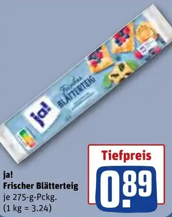 REWE ja! Frischer Blätterteig 275-g-Pckg. Angebot