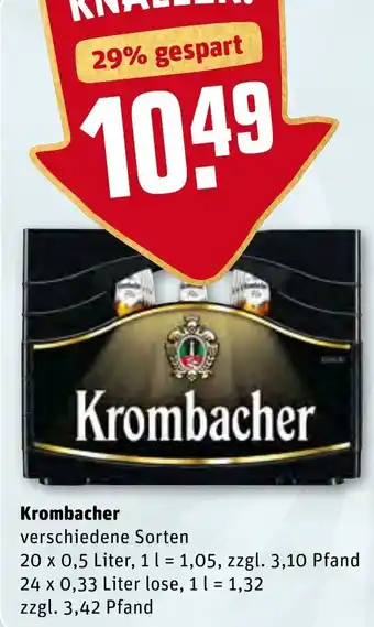 REWE Krombacher 24x0,33/20x0,5L Angebot