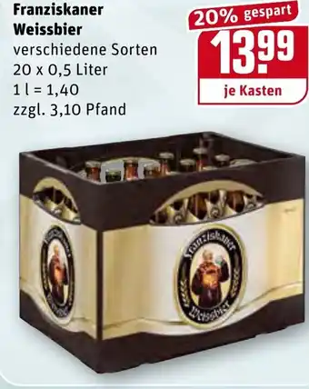 REWE Franziskaner Weissbier 20x0.5L Angebot