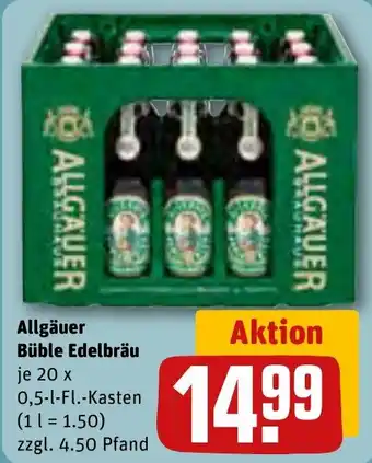 REWE Allgäuer Büble Edelbräu 20 x 0,5-1-Fl.-Kasten Angebot