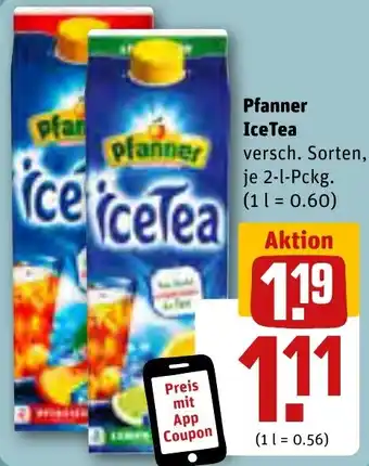 REWE Pfanner Ice Tea 2-l-Pckg. Angebot