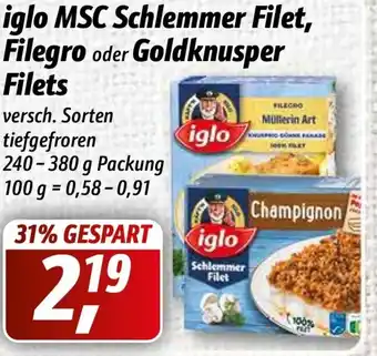 Simmel Iglo MSC Schlemmer Filet, Filegro oder Goldknusper Filets 240-380g Angebot