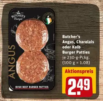 REWE Butcher’s angus, charolais oder kalb burger patties Angebot