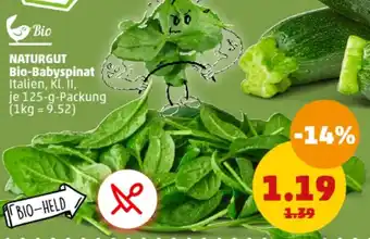 PENNY NATURGUT Bio-Babyspinat 125 g Packung Angebot