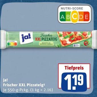 REWE Ja! frischer xxl pizzateig Angebot