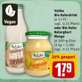 REWE Velike bio haferdrink oder bio hafer naturghurt mango Angebot