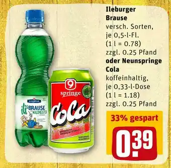 REWE Ileburger brause oder neunspringe erfrischungsgetränk oder cola Angebot