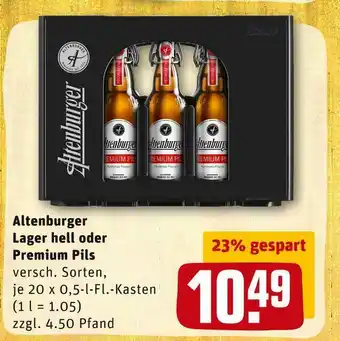 REWE Altenburger lager hell oder premium pils Angebot