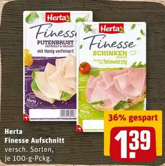 REWE Herta finesse aufschnitt schinken oder putenbrust aufschnitt Angebot