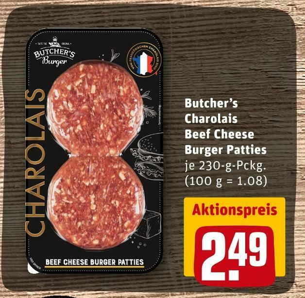 Butcher’s charolais beef cheese burger patties Angebot bei REWE