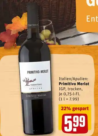 REWE Primitivo merlot rotwein Angebot