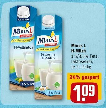 REWE Minus l h-milch Angebot