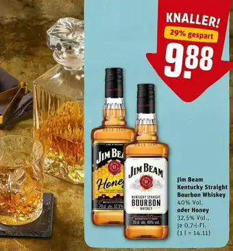 REWE Jim beam kentucky straight oder honey bourbon whiskey Angebot