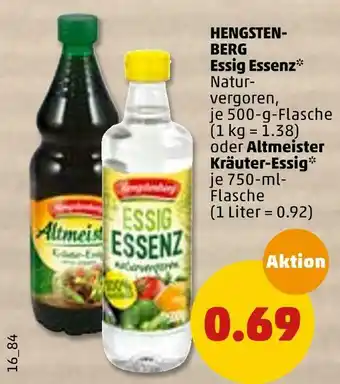 PENNY Hengstenberg essig essenz oder altmeister kräuter-essig Angebot