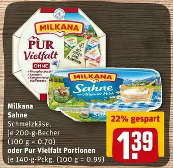 REWE Milkana sahne oder pur vielfalt portionen Angebot