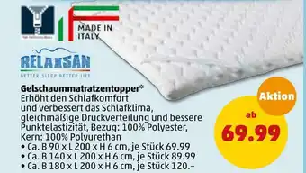 PENNY Relaxsan gelschaummatratzentopper Angebot