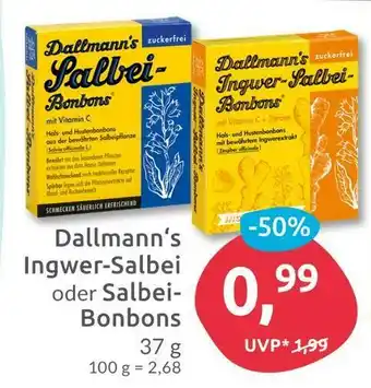 Budni Dallmann‘s ingwer-salbei oder salbei-bonbons Angebot