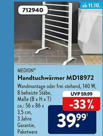 Aldi Süd Medion Handtuchwärmer Md18972 Angebot