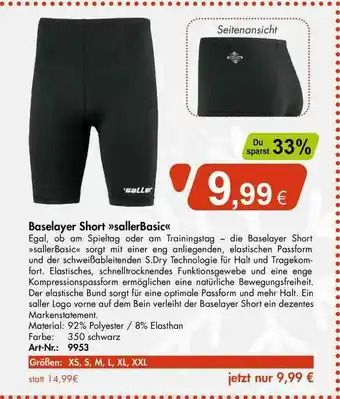 Sport Saller Baselayer Short Sallerbasic Angebot