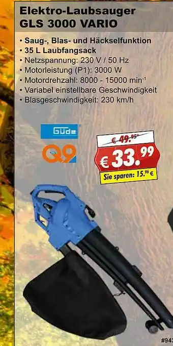 Stabilo Fachmarkt Elektro-laubsauger Gls 3000 Vario Angebot