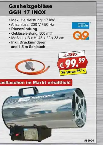 Stabilo Fachmarkt Gasheizgebläse Ggh 17 Inox Güde Angebot