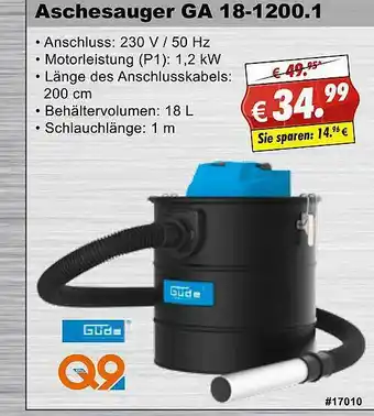 Stabilo Fachmarkt Aschesauger Ga 18-1200.1 Angebot