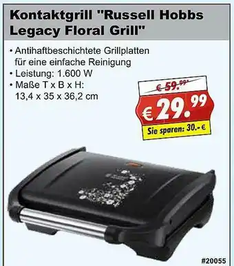 Stabilo Fachmarkt Kontaktgrill „russell Hobbs Legacy Floral Grill” Angebot